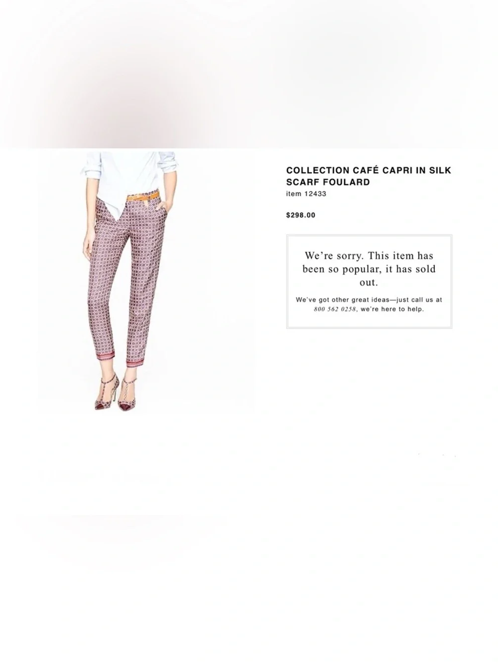 J. Crew Collection Silk Scarf Foulard City Fit Pants